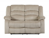 60" Beige Microfiber Manual Reclining Loveseat - Homeroots - Flyclothing LLC