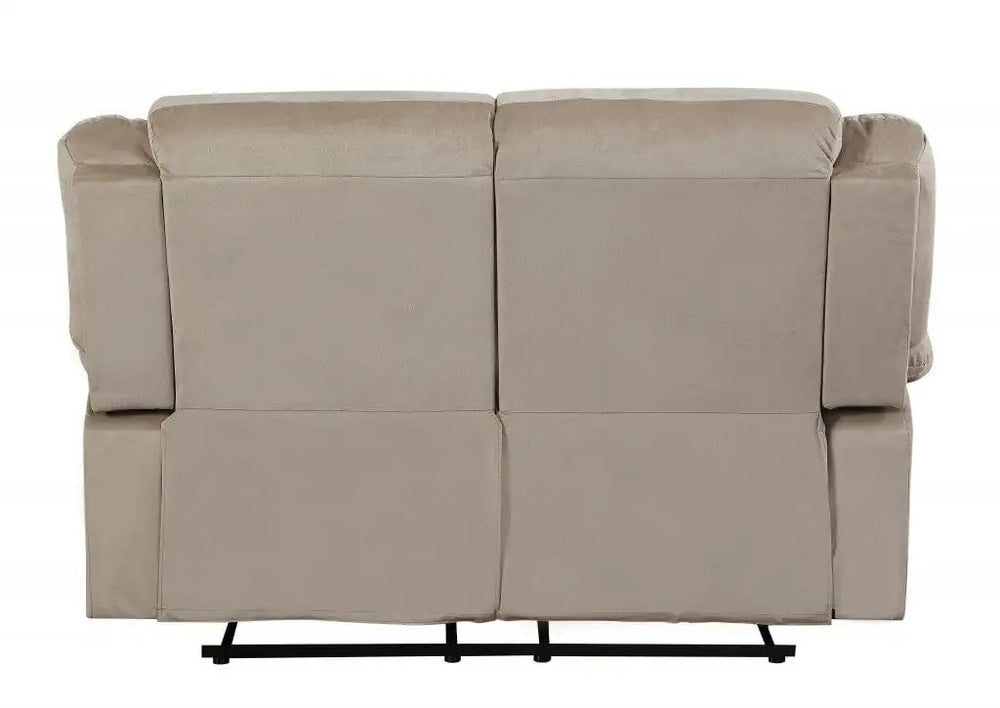 60" Beige Microfiber Manual Reclining Loveseat - Homeroots - Flyclothing LLC
