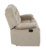 60" Beige Microfiber Manual Reclining Loveseat - Homeroots - Flyclothing LLC