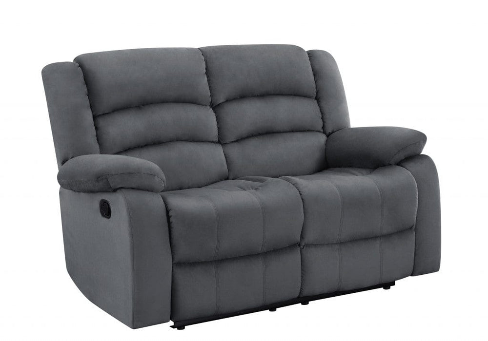 60" Gray Microfiber Power Reclining Loveseat - Homeroots - Flyclothing LLC