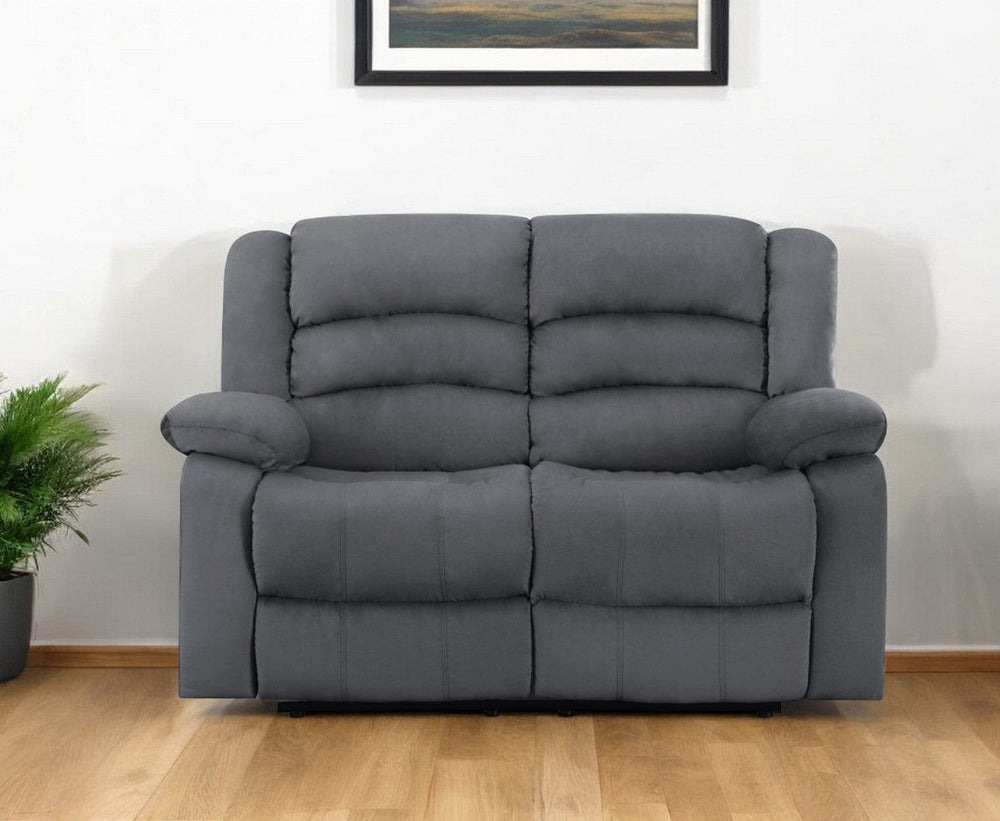 60" Gray Microfiber Power Reclining Loveseat - Homeroots