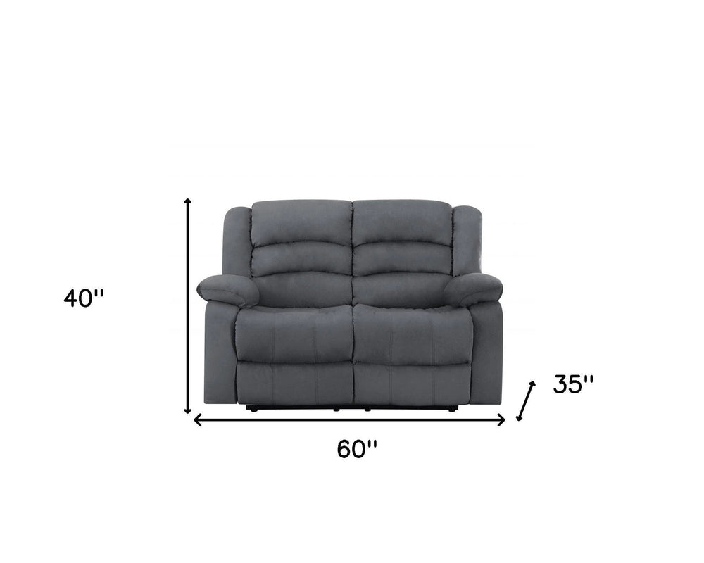 60" Gray Microfiber Power Reclining Loveseat - Homeroots - Flyclothing LLC