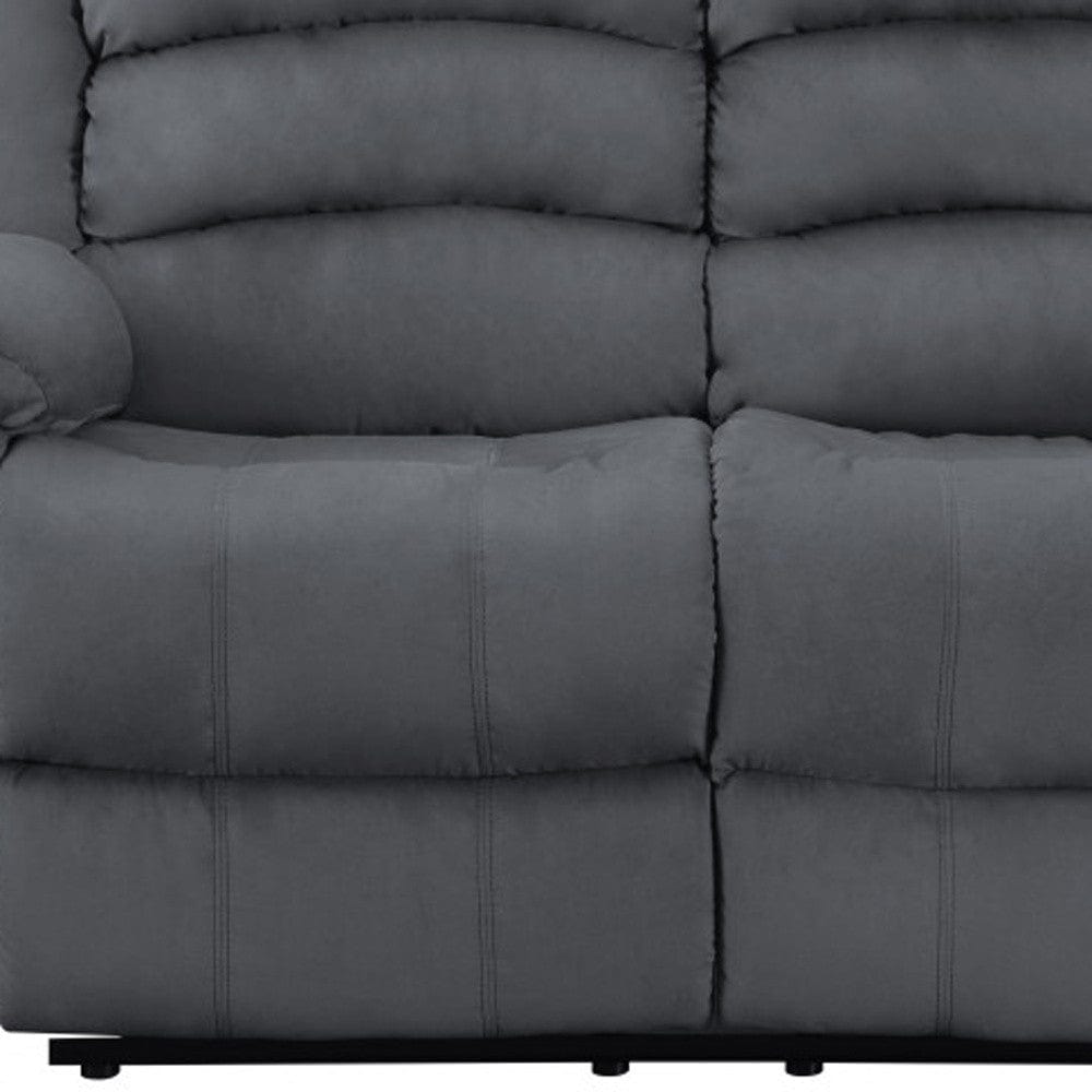 60" Gray Microfiber Power Reclining Loveseat - Homeroots - Flyclothing LLC