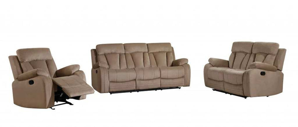 Three Piece Indoor Beige Microsuede Six Person Seating Set - Homeroots - Flyclothing LLC