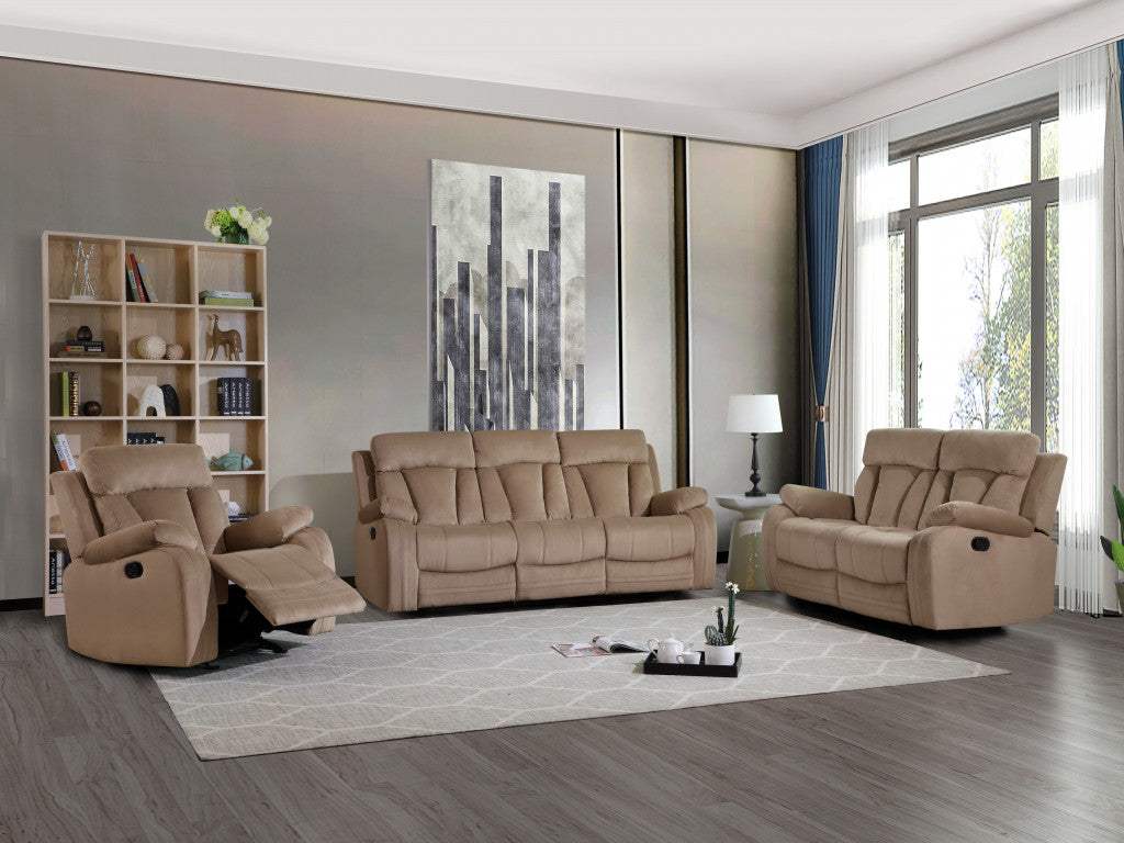 Three Piece Indoor Beige Microsuede Six Person Seating Set - Homeroots - Flyclothing LLC