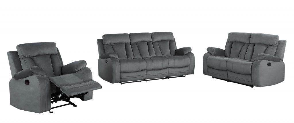 Three Piece Indoor Gray Microsuede Six Person Seating Set - Homeroots