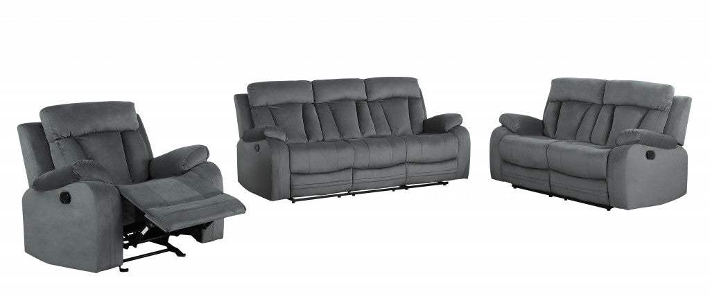Three Piece Indoor Gray Microsuede Six Person Seating Set - Homeroots - Flyclothing LLC