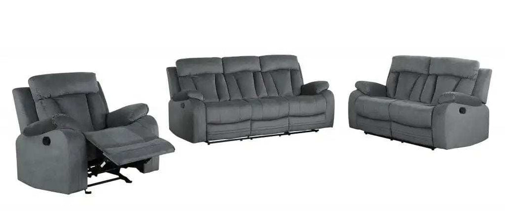 Three Piece Indoor Gray Microsuede Six Person Seating Set - Homeroots - Flyclothing LLC
