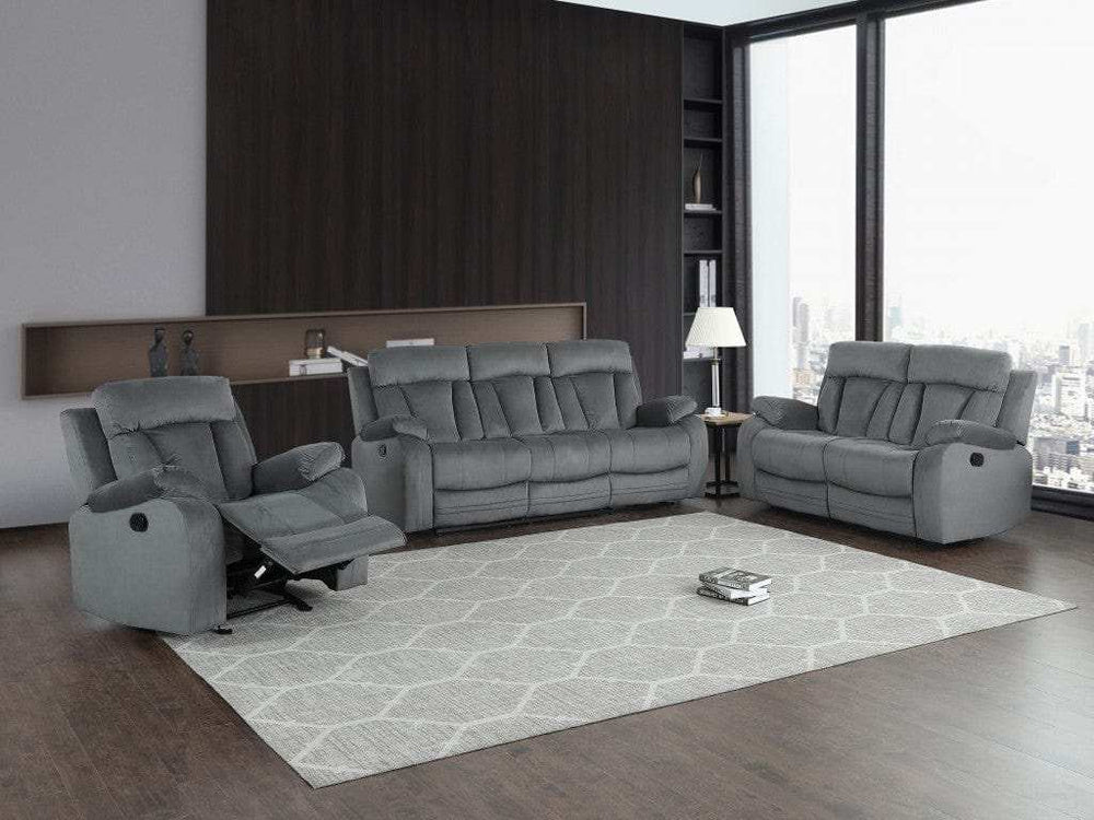 Three Piece Indoor Gray Microsuede Six Person Seating Set - Homeroots - Flyclothing LLC