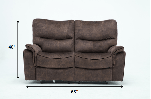 63" Dark Brown Microfiber Manual Reclining Love Seat - Homeroots - Flyclothing LLC