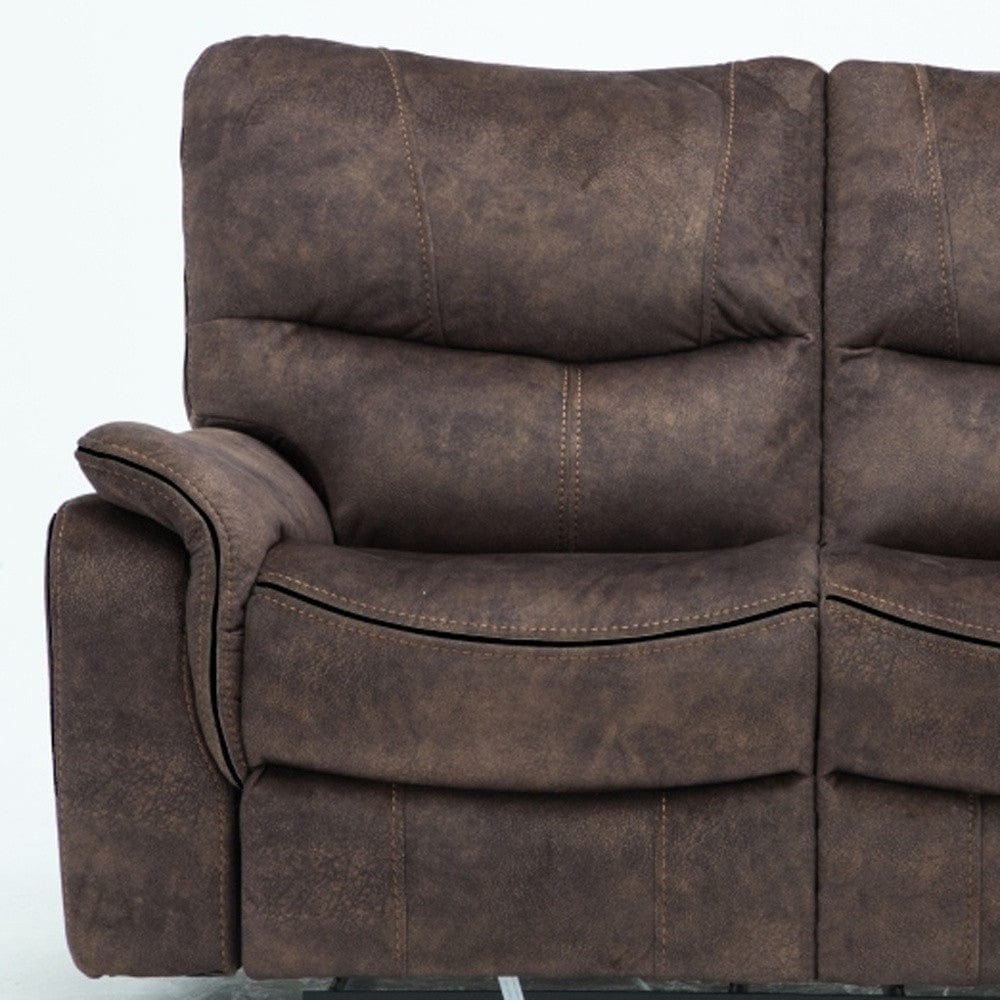 63" Dark Brown Microfiber Manual Reclining Love Seat - Homeroots - Flyclothing LLC