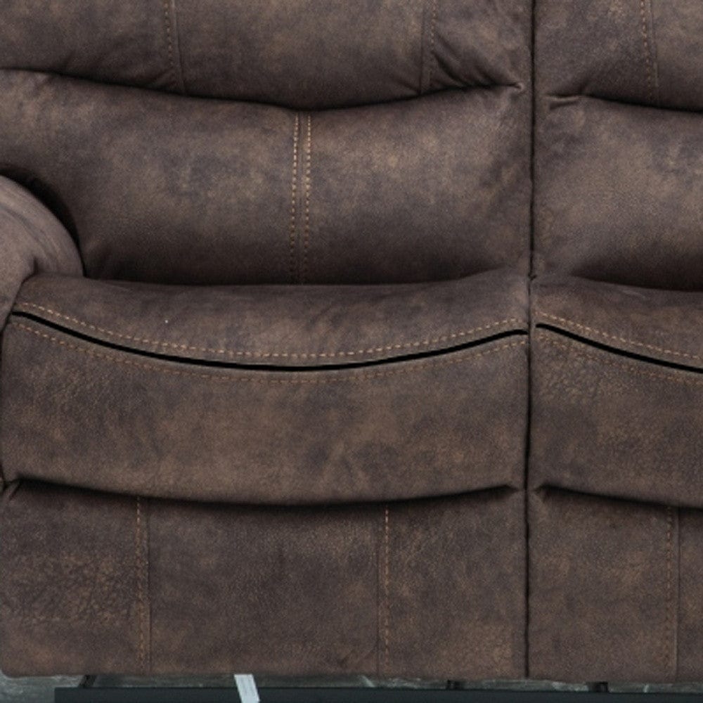 63" Dark Brown Microfiber Manual Reclining Love Seat - Homeroots - Flyclothing LLC