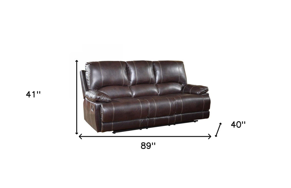 89" Brown Microfiber Reclining Sofa With Black Legs - Homeroots - Flyclothing LLC