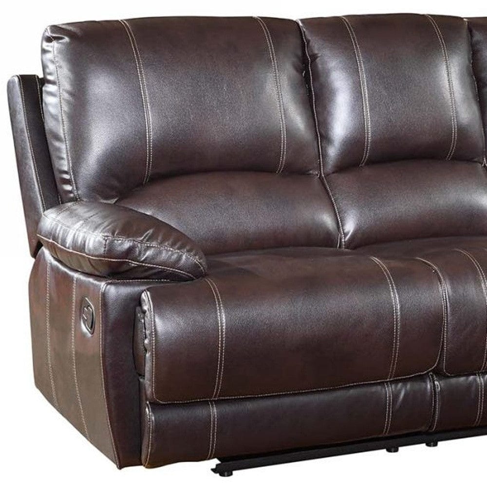 89" Brown Microfiber Reclining Sofa With Black Legs - Homeroots - Flyclothing LLC