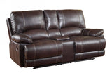 76" Brown Faux Leather Manual Reclining Love Seat With Storage - Homeroots