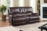 76" Brown Faux Leather Manual Reclining Love Seat With Storage - Homeroots