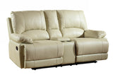 76" Beige Faux Leather Manual Reclining Love Seat With Storage - Homeroots