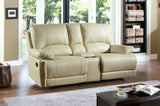 76" Beige Faux Leather Manual Reclining Love Seat With Storage - Homeroots