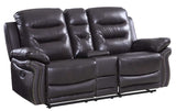 75" Brown Faux Leather Manual Reclining Love Seat With Storage - Homeroots