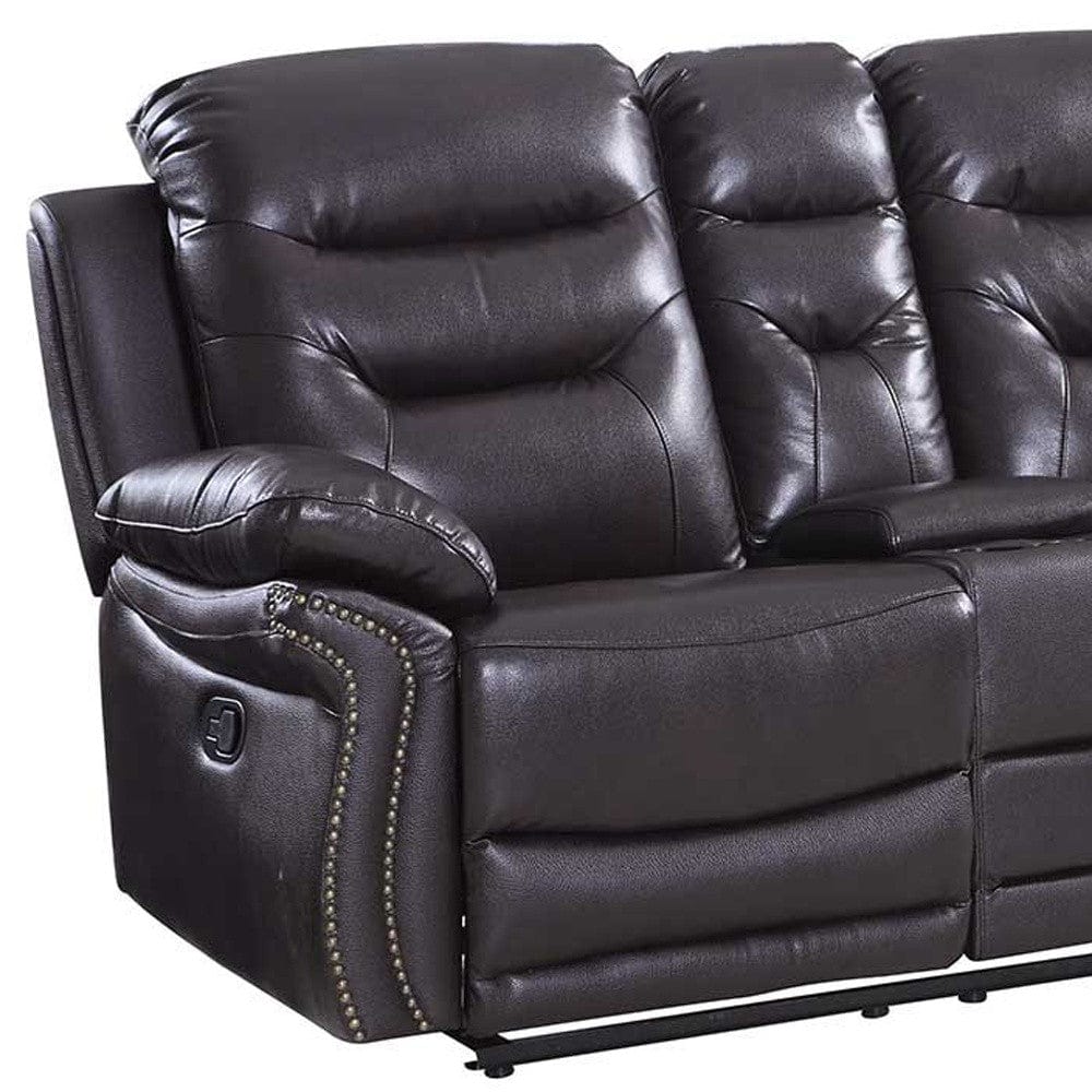 75" Brown Faux Leather Manual Reclining Love Seat With Storage - Homeroots - Flyclothing LLC