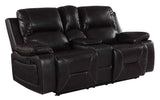 77" Brown Faux Leather Manual Reclining Love Seat With Storage - Homeroots