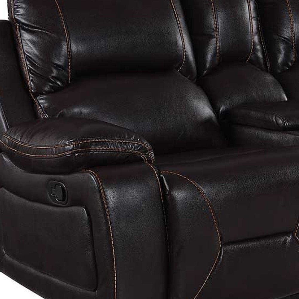 77" Brown Faux Leather Manual Reclining Love Seat With Storage - Homeroots - Flyclothing LLC