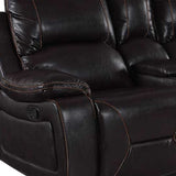 77" Brown Faux Leather Manual Reclining Love Seat With Storage - Homeroots