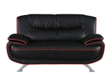 64" Black And Silver Faux Leather Loveseat - Homeroots