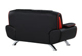 64" Black And Silver Faux Leather Loveseat - Homeroots - Flyclothing LLC