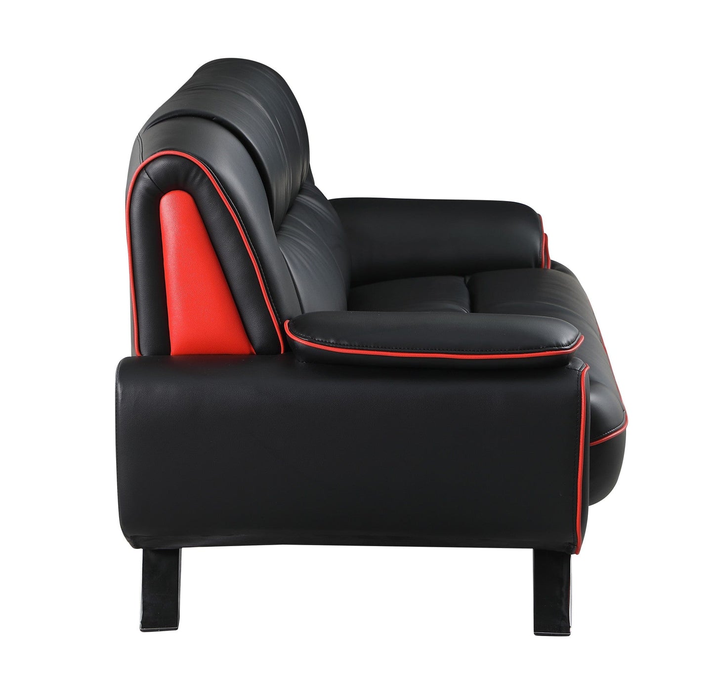 64" Black And Silver Faux Leather Loveseat - Homeroots - Flyclothing LLC