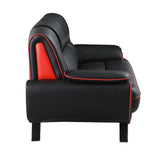 64" Black And Silver Faux Leather Loveseat - Homeroots - Flyclothing LLC