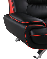 64" Black And Silver Faux Leather Loveseat - Homeroots - Flyclothing LLC
