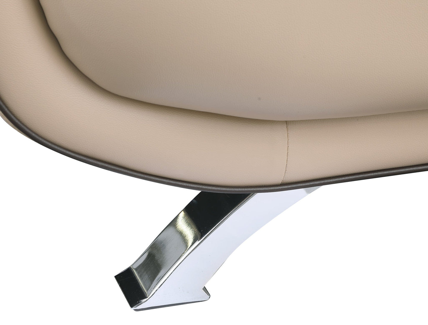 47" Beige And Silver Leather Match Arm Chair - Homeroots - Flyclothing LLC
