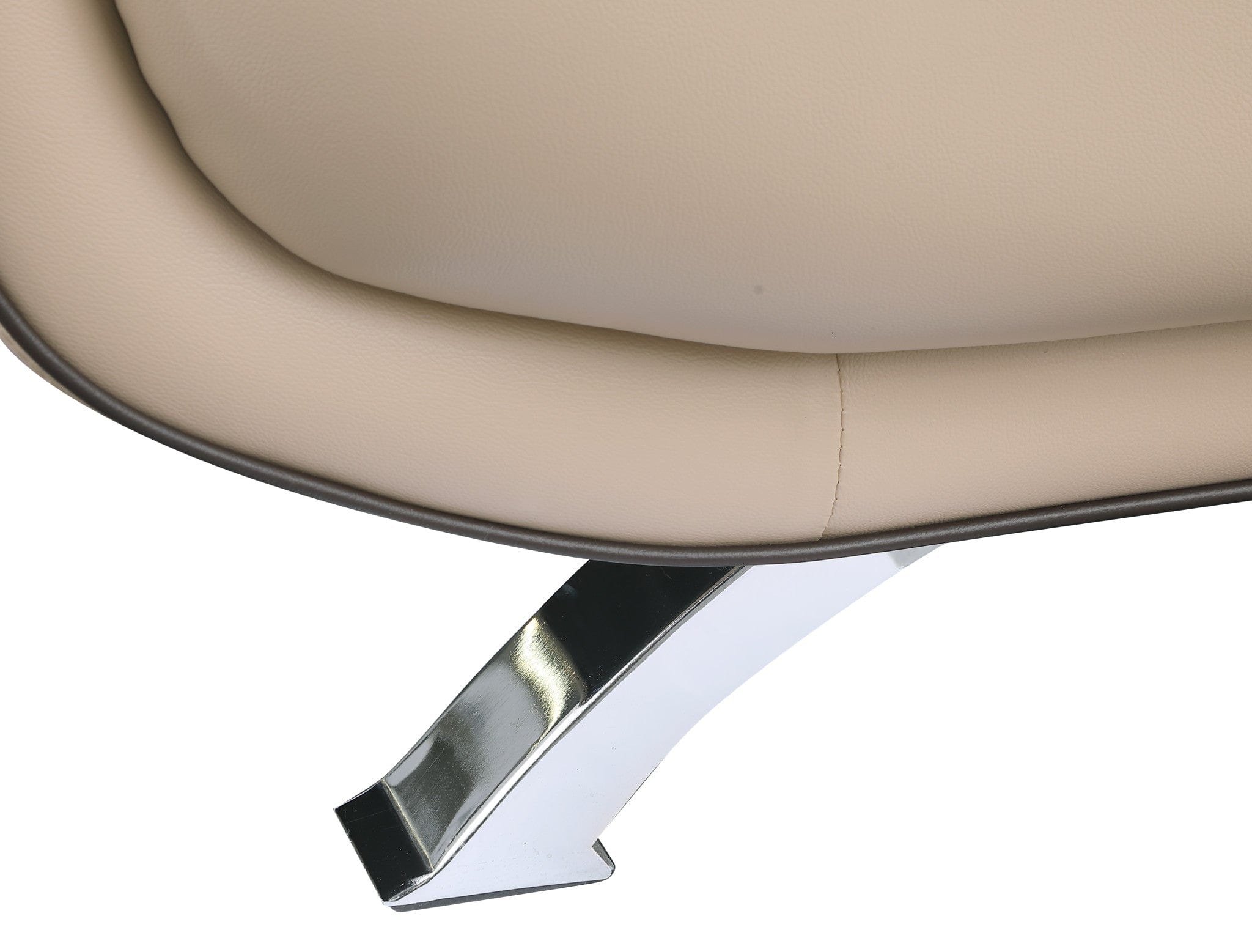 47" Beige And Silver Leather Match Arm Chair - Homeroots - Flyclothing LLC
