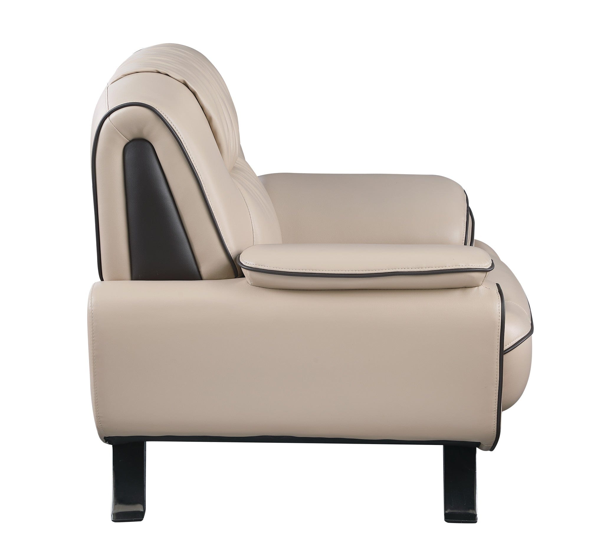 47" Beige And Silver Leather Match Arm Chair - Homeroots - Flyclothing LLC