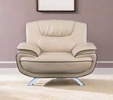 47" Beige And Silver Leather Match Arm Chair - Homeroots - Flyclothing LLC
