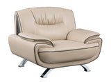 47" Beige And Silver Leather Match Arm Chair - Homeroots - Flyclothing LLC