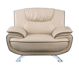 47" Beige And Silver Leather Match Arm Chair - Homeroots - Flyclothing LLC