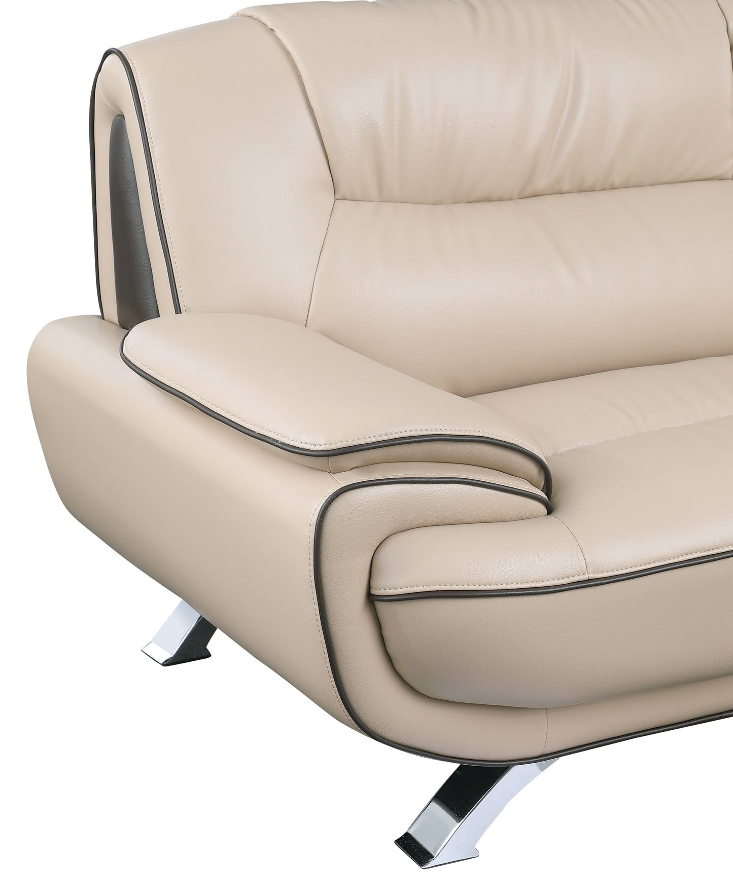 47" Beige And Silver Leather Match Arm Chair - Homeroots - Flyclothing LLC