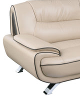 47" Beige And Silver Leather Match Arm Chair - Homeroots - Flyclothing LLC