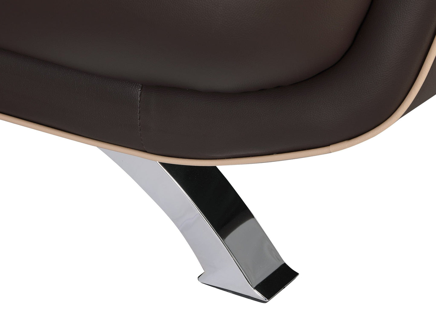 47" Brown and Silver Leather Match Arm Chair - Homeroots - Flyclothing LLC