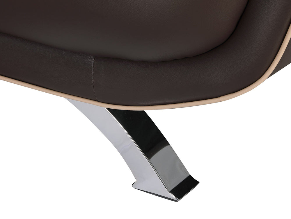 47" Brown and Silver Leather Match Arm Chair - Homeroots