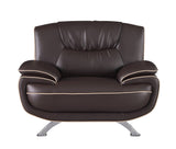 47" Brown and Silver Leather Match Arm Chair - Homeroots - Flyclothing LLC
