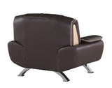 47" Brown and Silver Leather Match Arm Chair - Homeroots - Flyclothing LLC