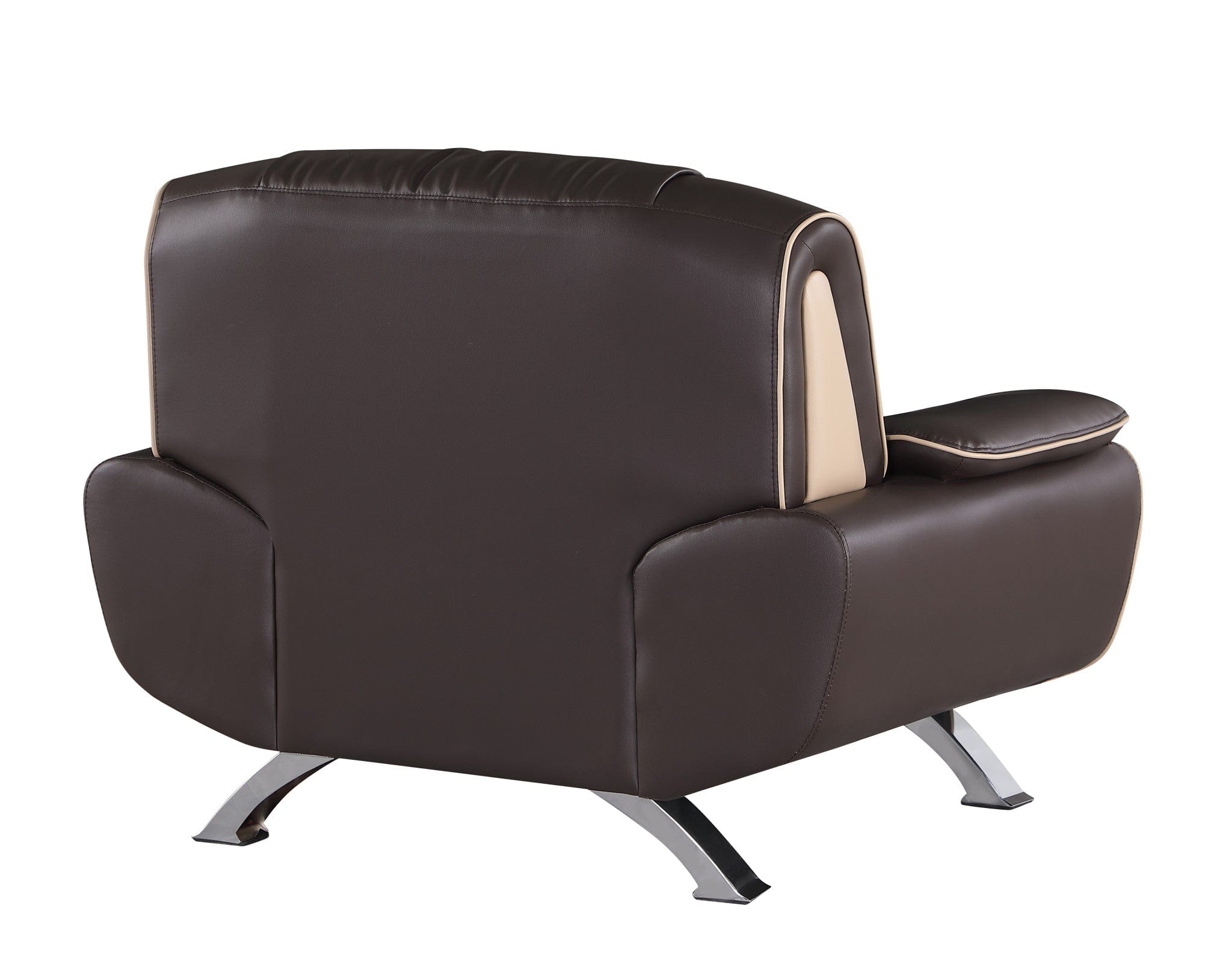 47" Brown and Silver Leather Match Arm Chair - Homeroots - Flyclothing LLC
