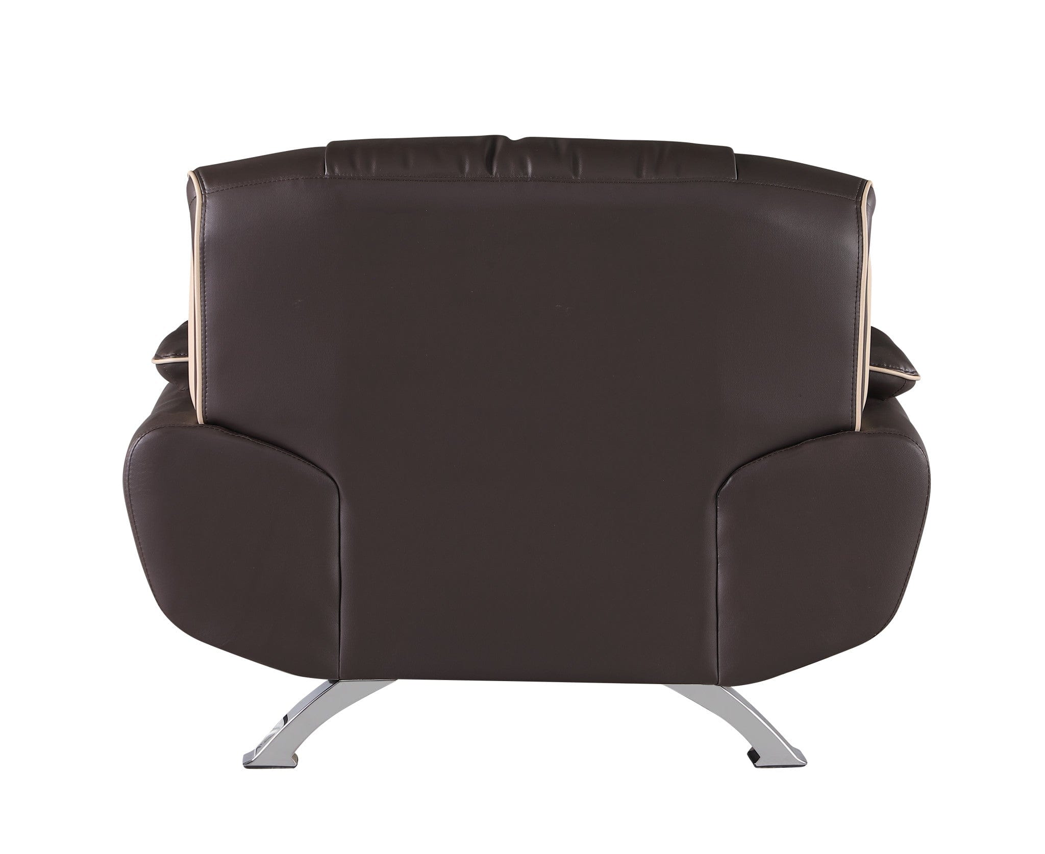 47" Brown and Silver Leather Match Arm Chair - Homeroots - Flyclothing LLC
