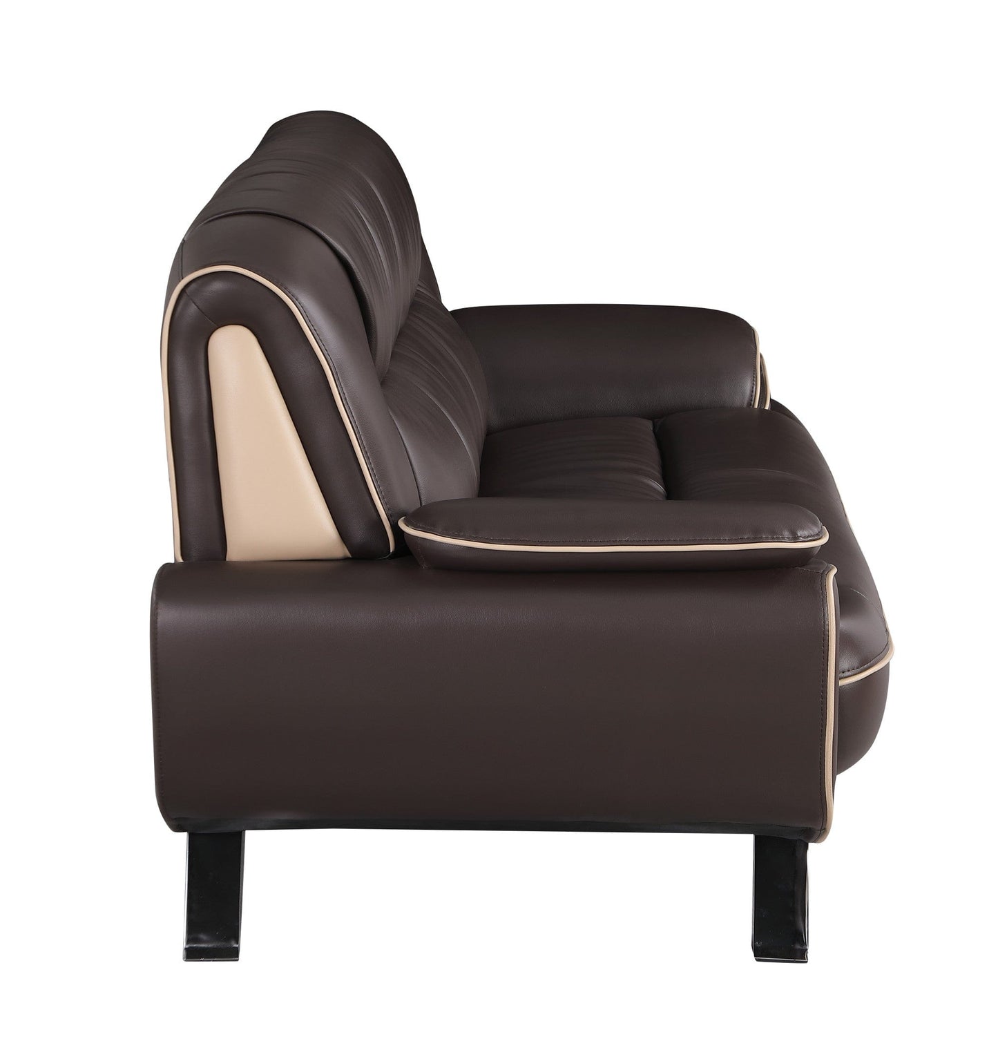 47" Brown and Silver Leather Match Arm Chair - Homeroots - Flyclothing LLC