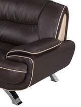 47" Brown and Silver Leather Match Arm Chair - Homeroots - Flyclothing LLC