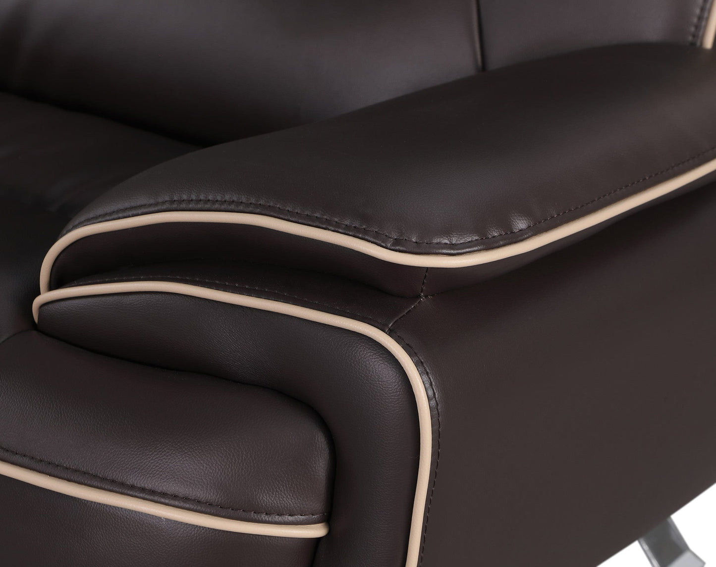 47" Brown and Silver Leather Match Arm Chair - Homeroots - Flyclothing LLC