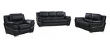 Three Piece Indoor Black Genuine Leather Six Person Seating Set - Homeroots